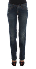 Women's Blue Cotton Blend Bootcut Jeans Clothing