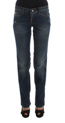 Women's Blue Cotton Blend Bootcut Jeans Clothing