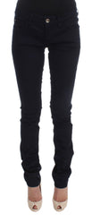 Women's Blue Cotton Blend Slim Fit Jeans Clothing