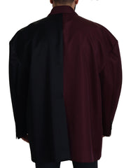 Men's Bordeaux Polyester Double Breasted Jacket Clothing