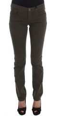 Women's Green Cotton Blend Slim Fit Jeans Clothing