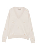 Herno Gold-Embellished V-Neck Sweater — beige