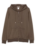Eleventy Cotton-Blend Zip-Up Hoodie — Brown