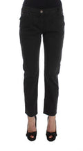 Women's Black Cotton Capri Cropped Denim Jeans Clothing