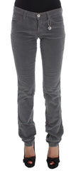Women's Gray Cotton Super Slim Corduroys Jeans Clothing
