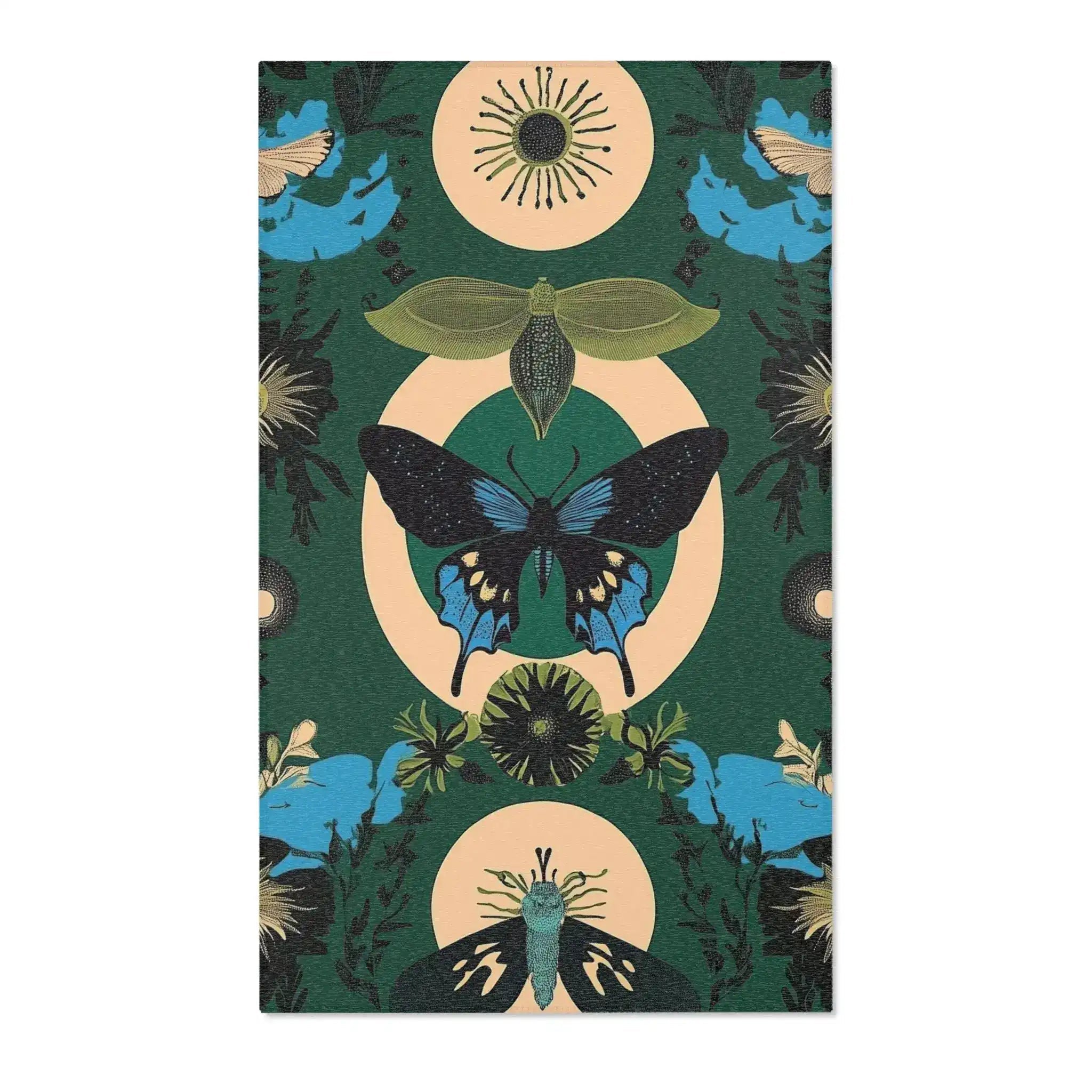 Nocturnal Garden Butterfly Accent Rug