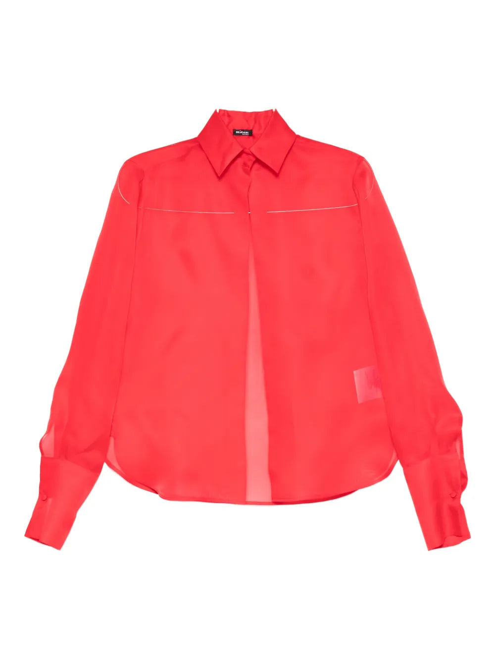 Kiton Sheer Panelled Shirt — Red