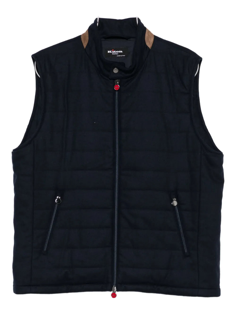 Kiton Quilted Cashmere Vest — Navy