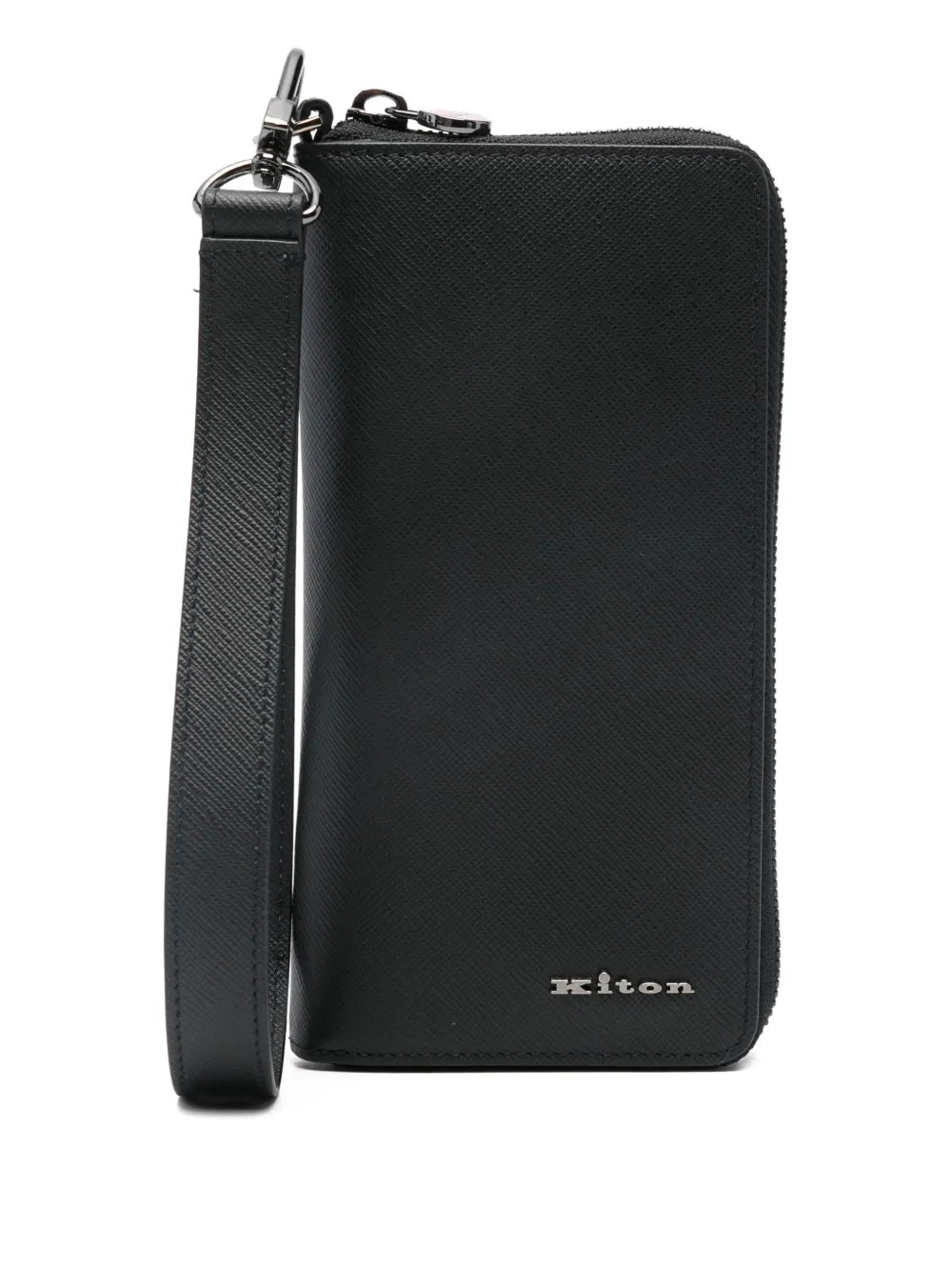 Kiton Zip-Around Leather Wallet — Black