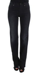 Women's Blue Cotton Blend Slim Fit Bootcut Jeans Clothing