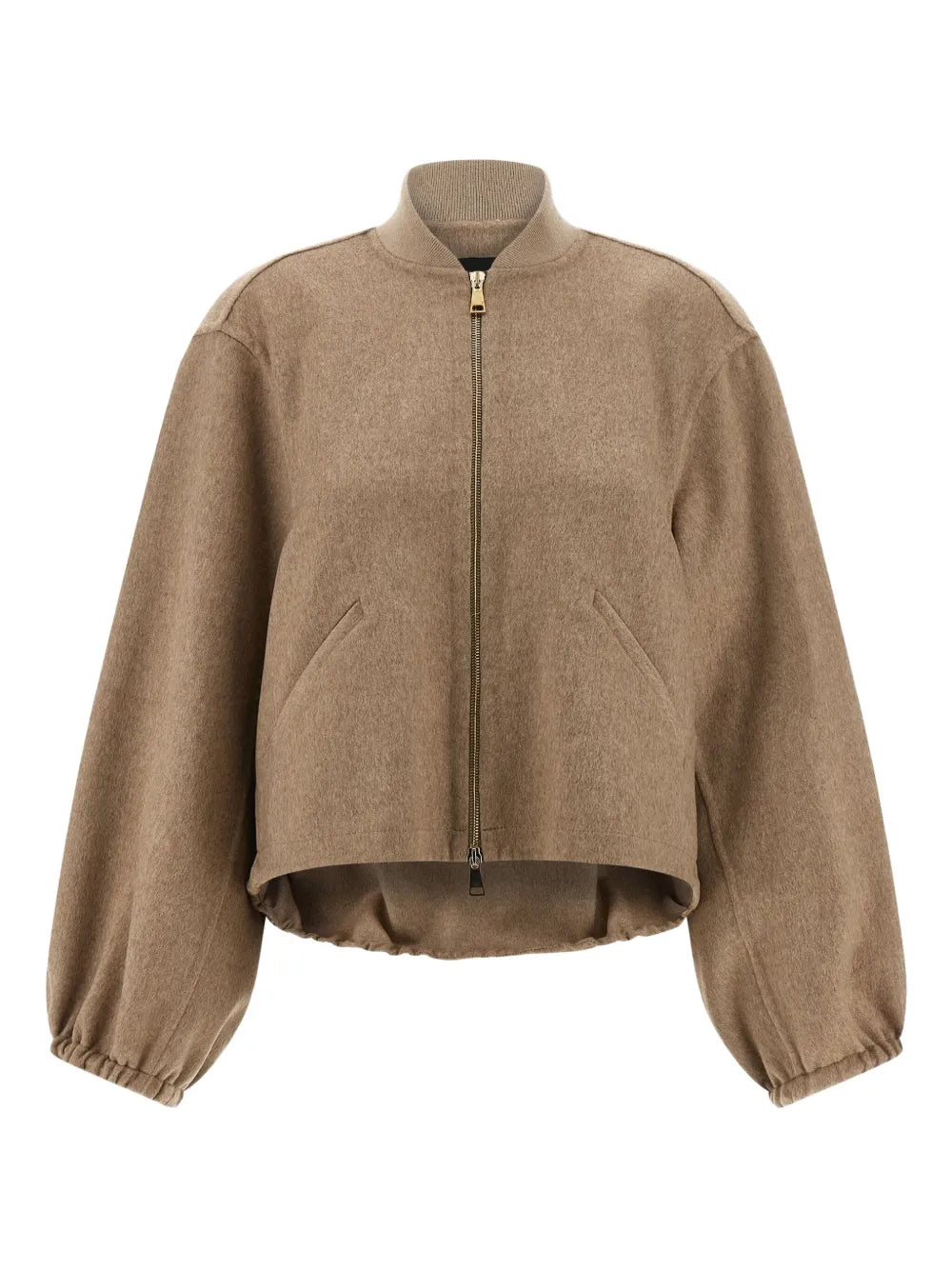 Fabiana Filippi Cashmere Zip-Front Bomber Jacket — Beige