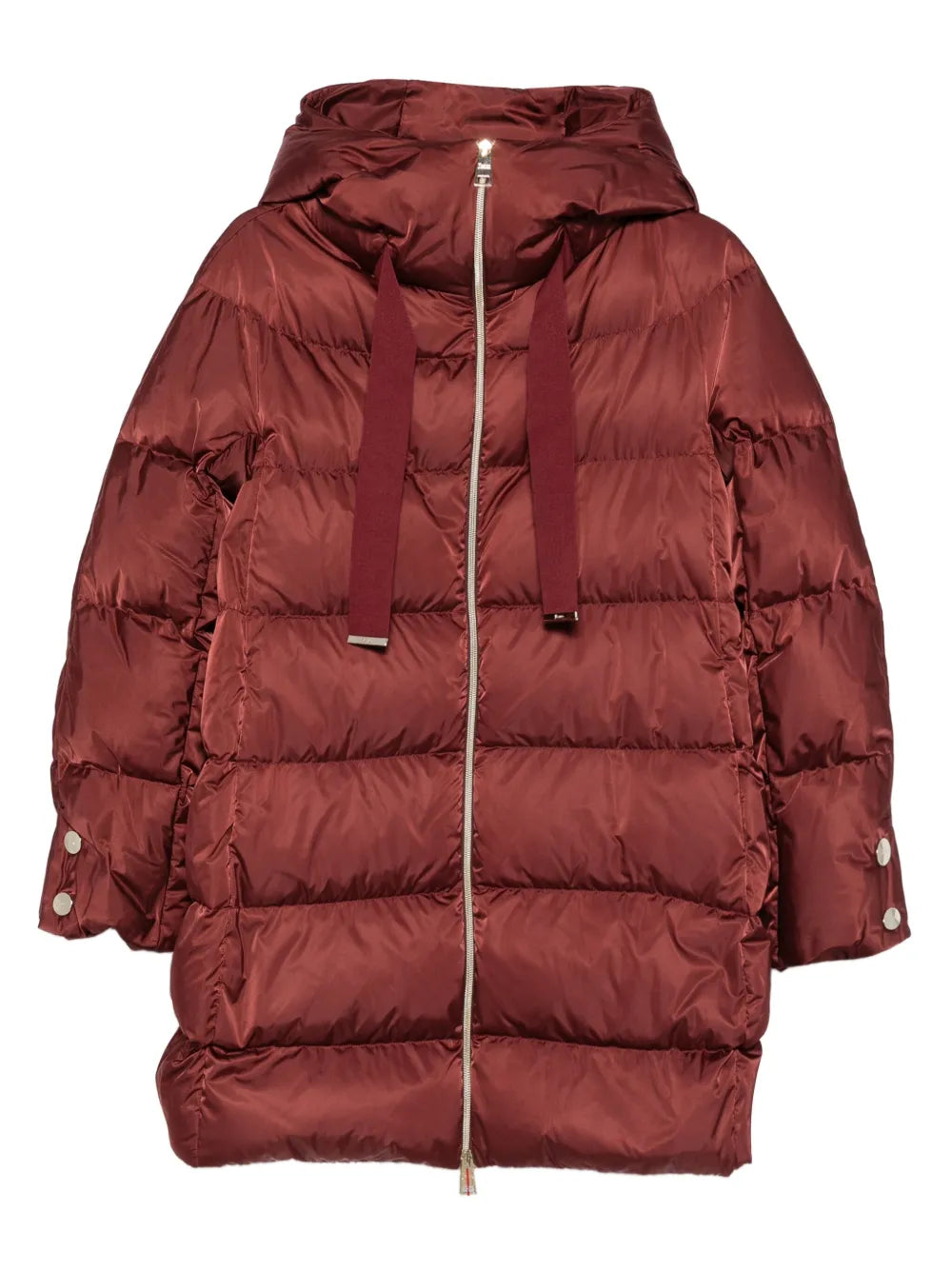 Herno Quilted Hooded Down Jacket — Burgundy