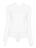 Peserico Ribbed Collared Knit Shirt — White