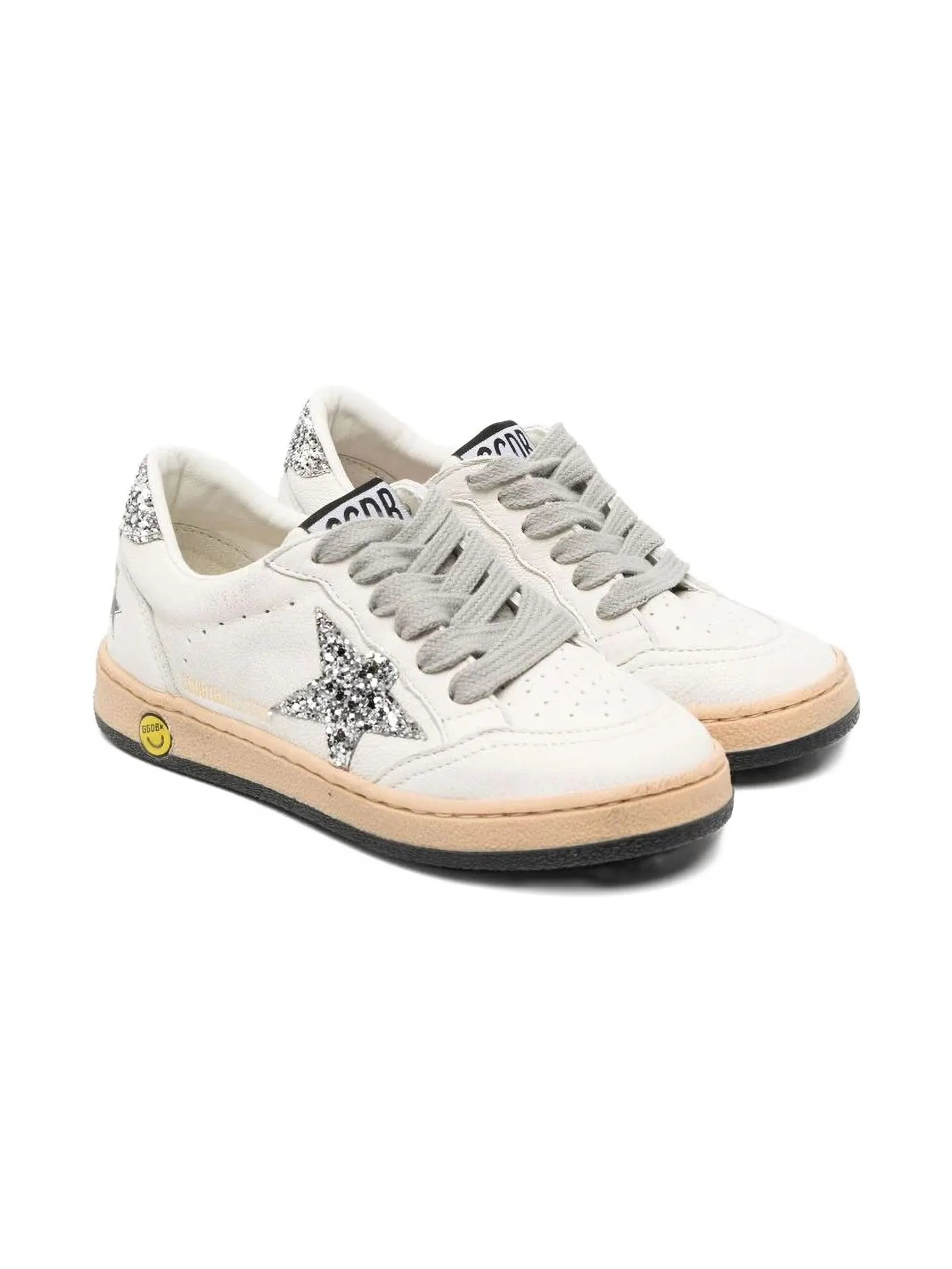 Golden Goose Glitter-Star Low-Top Sneaker — White