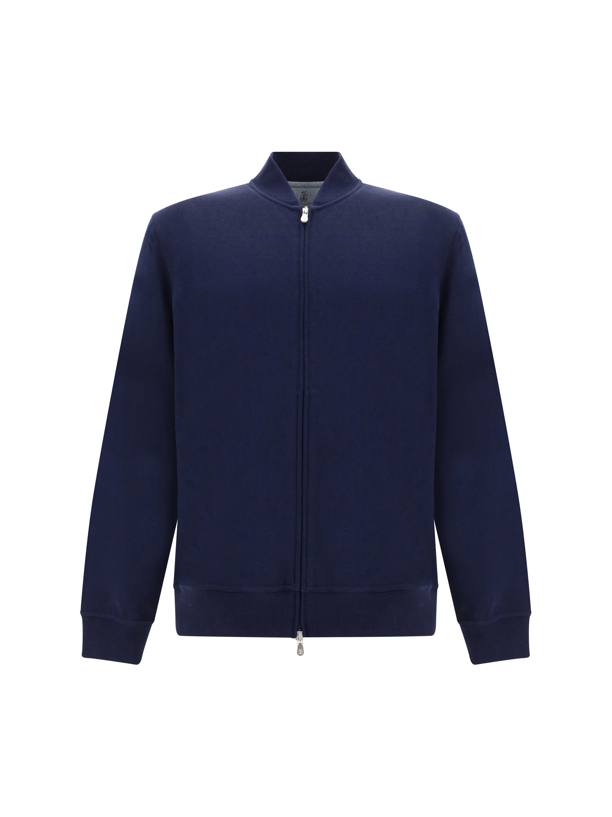 Brunello Cucinelli Cotton Zip Sweatshirt — Navy