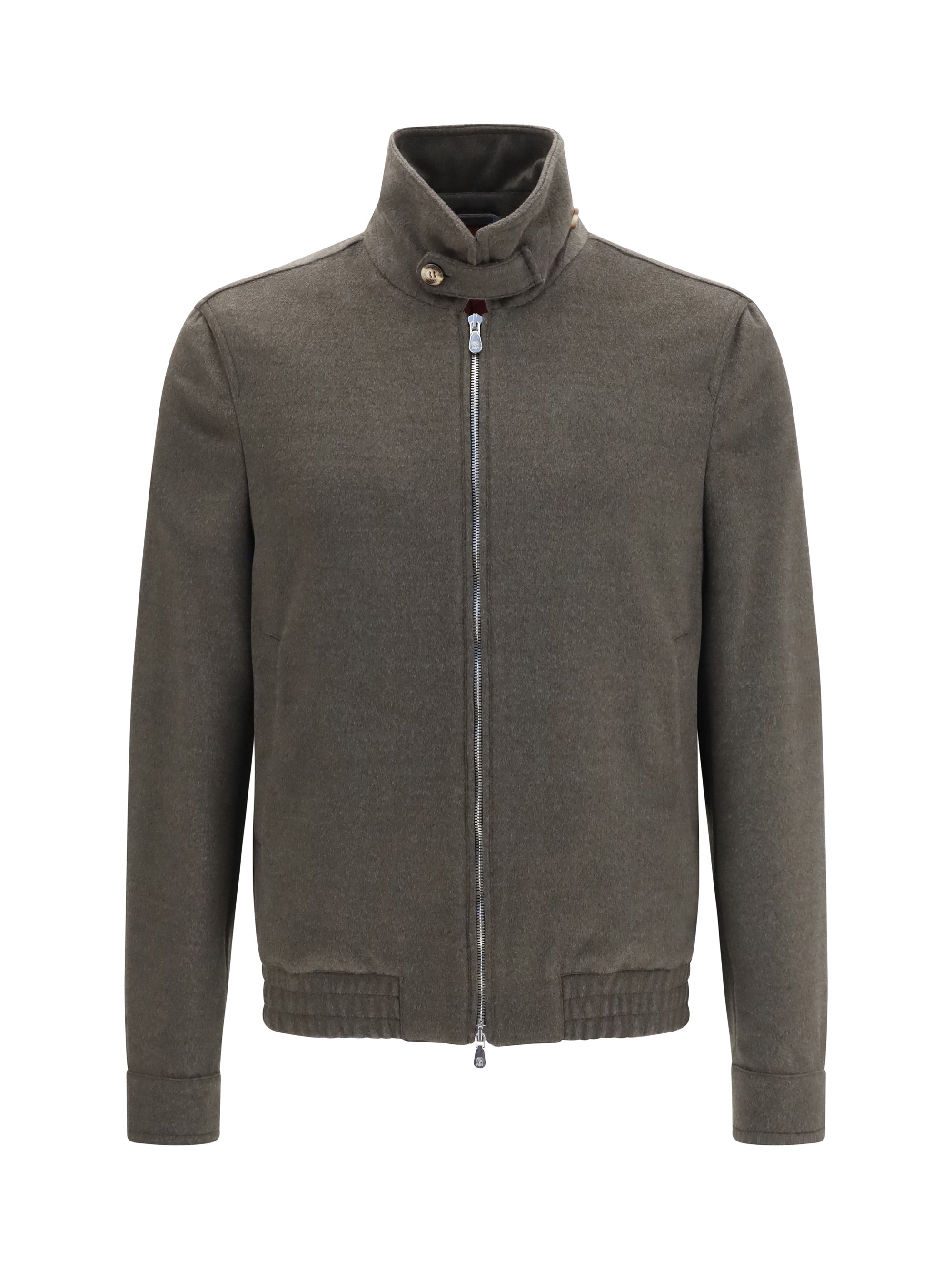 Brunello Cucinelli Merino Wool Zip Jacket — Gray