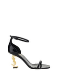Saint Laurent YSL Logo Heel Heel Sandal — Black