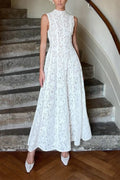 Mockneck Sleeveless A-line Lace Maxi Dress