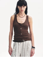 Weather Forecast Tencel Acetate U-Henley Neck Fitted Vest