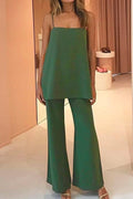 Elegant Cami Top and Wide Leg Pants Solid Set