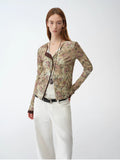 Senna Flower House original retro ethnic print Tencel Merino wool blend long-sleeved shirt