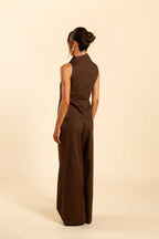 TOP CUELLO ALTO | MARRON