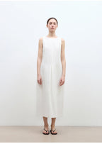 Deyanuo hemp three-dimensional hourglass sleeveless round neck loose slim dress for women