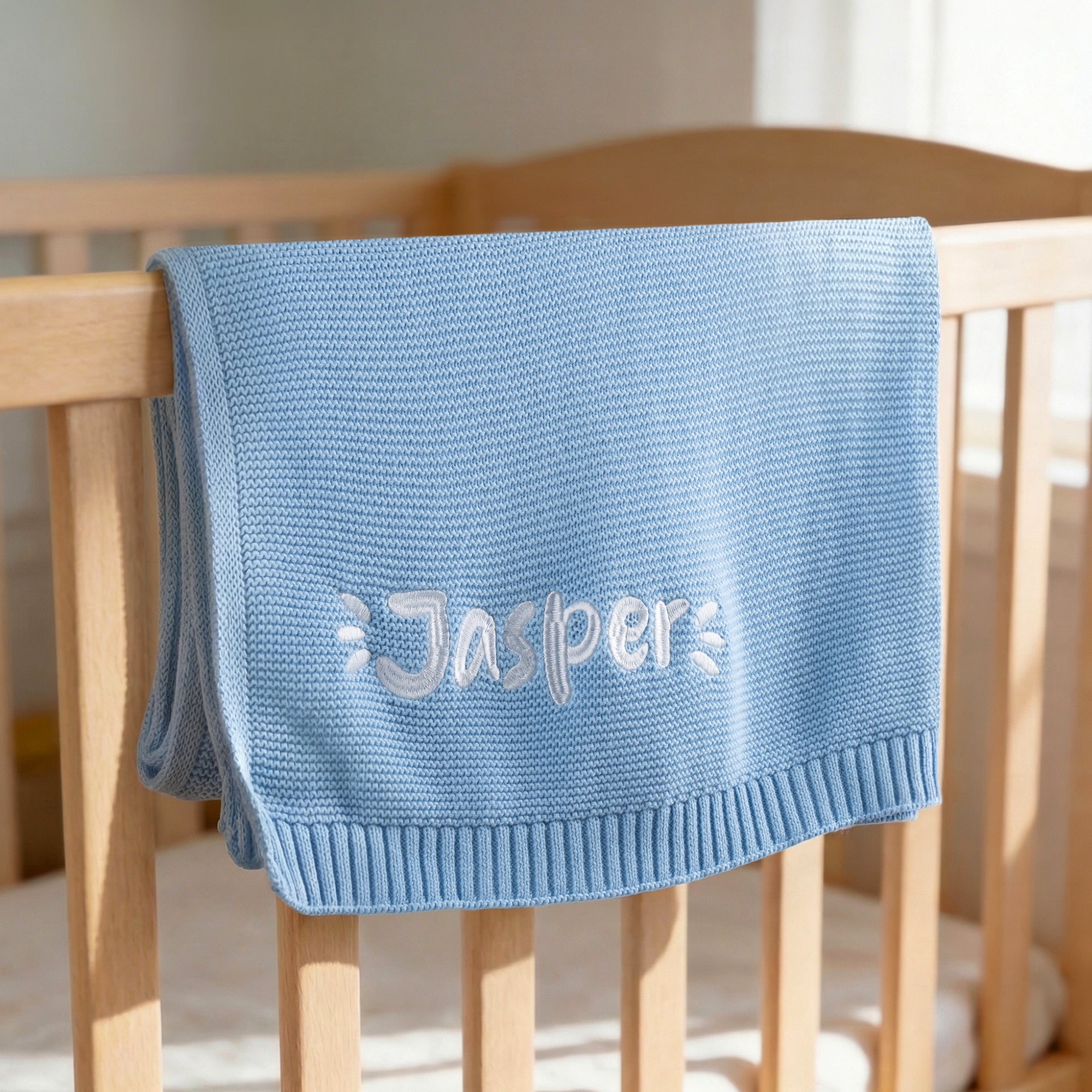 Manta de punto multicolor personalizada con nombre bordado Regalo de 1er cumpleaños para recién nacido Baby Shower