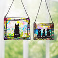 Personalizada Vidriera Estilo Perro Silueta Diseño Ventana Colgante Suncatcher Ornamento con Nombre Simpatía Memorial Regalo para Dog Lovers Propietario