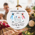 Personalizado lindo pingüino familia ornamento de cerámica con 3-5 nombres y año de decoración del árbol de Navidad de vacaciones de cumpleaños de regalo para los amigos de la familia