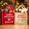 Personalizada Feliz Navidad Muñeco de Nieve Alce Bolsa de Yute Grande con Nombre Uso Diario Regalo de Navidad para Niños Familia Amigos