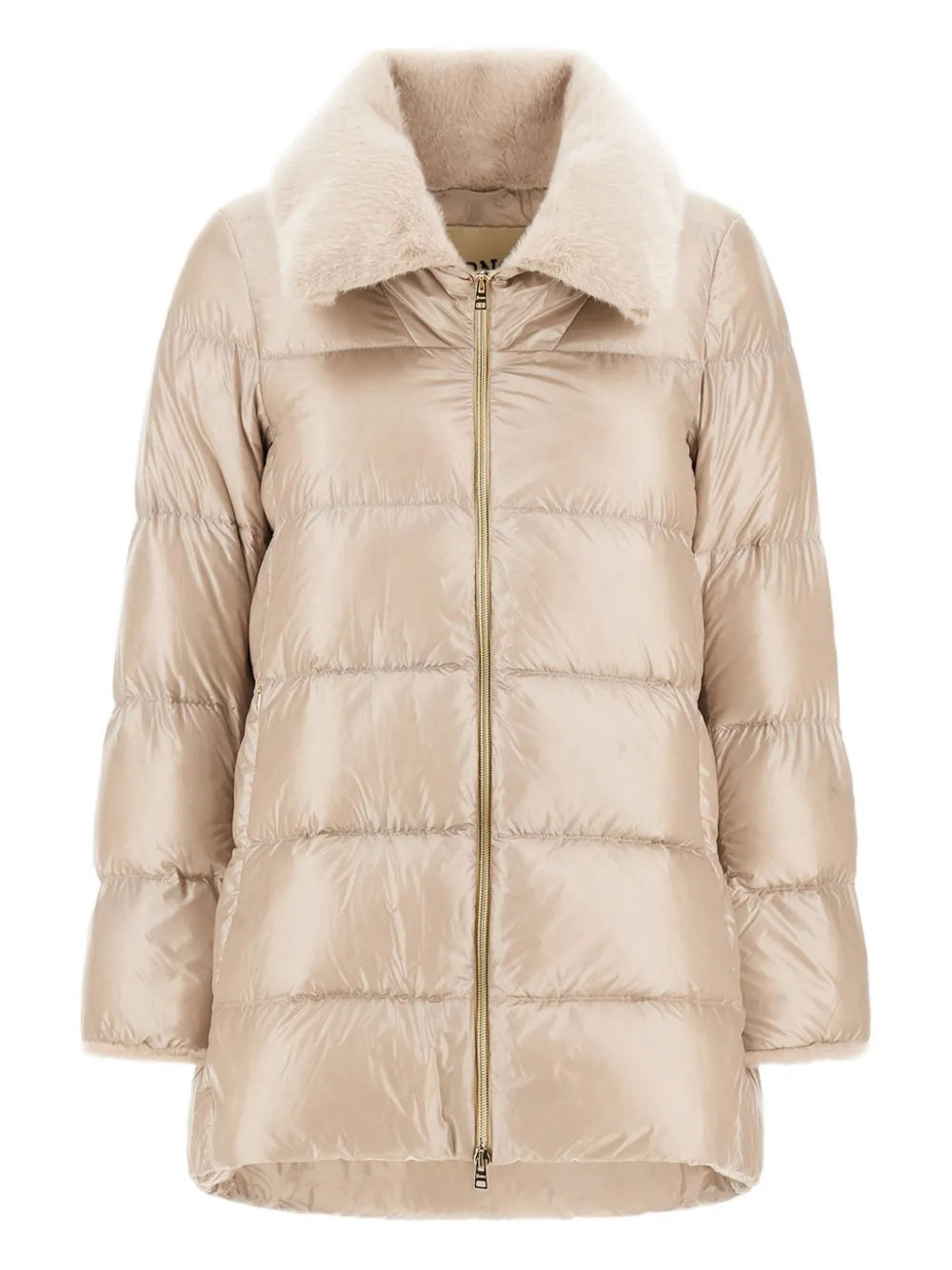 Herno Quilted with Shearling Collar Down Jacket — Beige