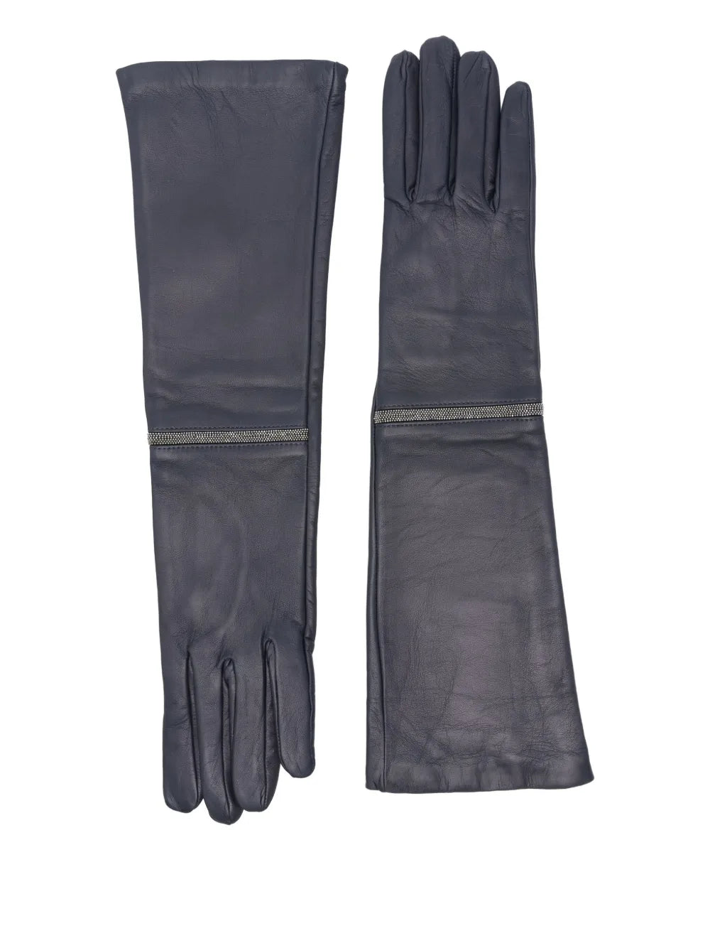 Peserico Bead-Embellished Gloves — Navy