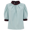 Textured Short Sleeve Blouse - Light Blue