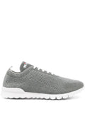 Kiton Logo-Embroidered Mesh Sneaker — Grey