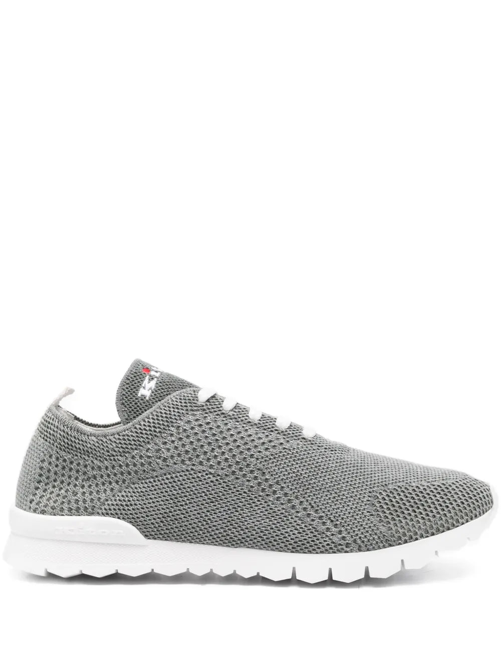 Kiton Logo-Embroidered Mesh Sneaker — Grey