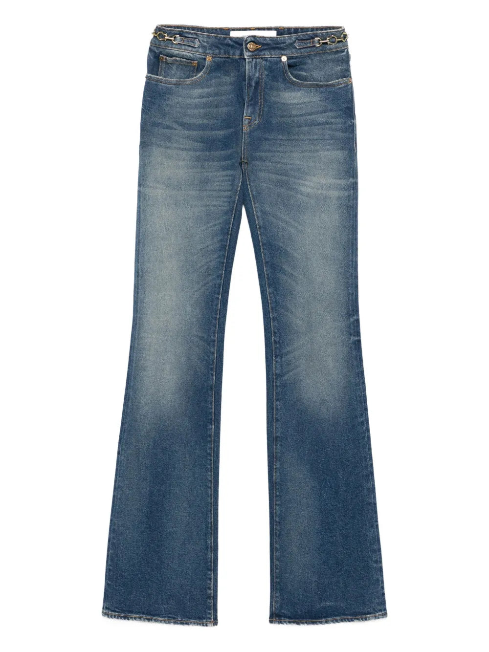 Golden Goose Buckle-Embellished Flared Jeans — Blue