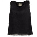 Fringe Sleeveless Top - Black