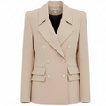 Classic Tailored Double-Breasted Blazer - Beige