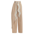 High-Waist Wrap Trousers - Beige