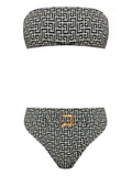 Balmain Geometric-Patterned Belt Bikini Bikini — Black