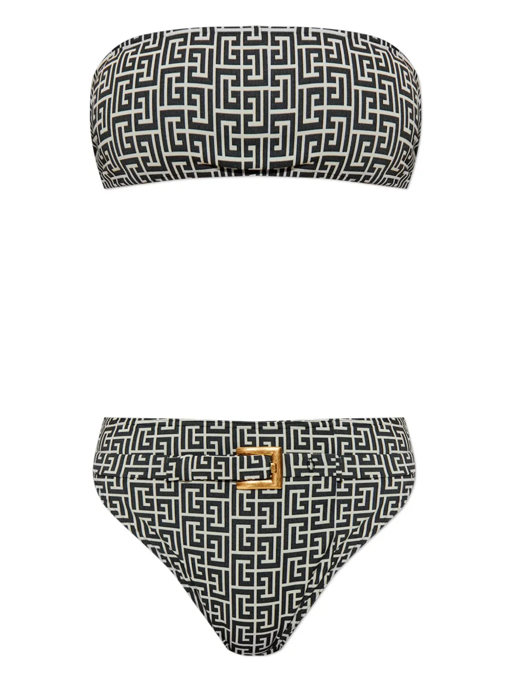 Balmain Geometric-Patterned Belt Bikini Bikini — Black