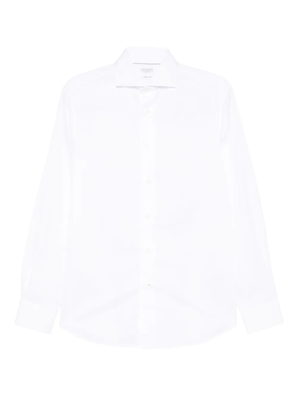 Brunello Cucinelli Long-Sleeve Cotton-Blend Shirt — White