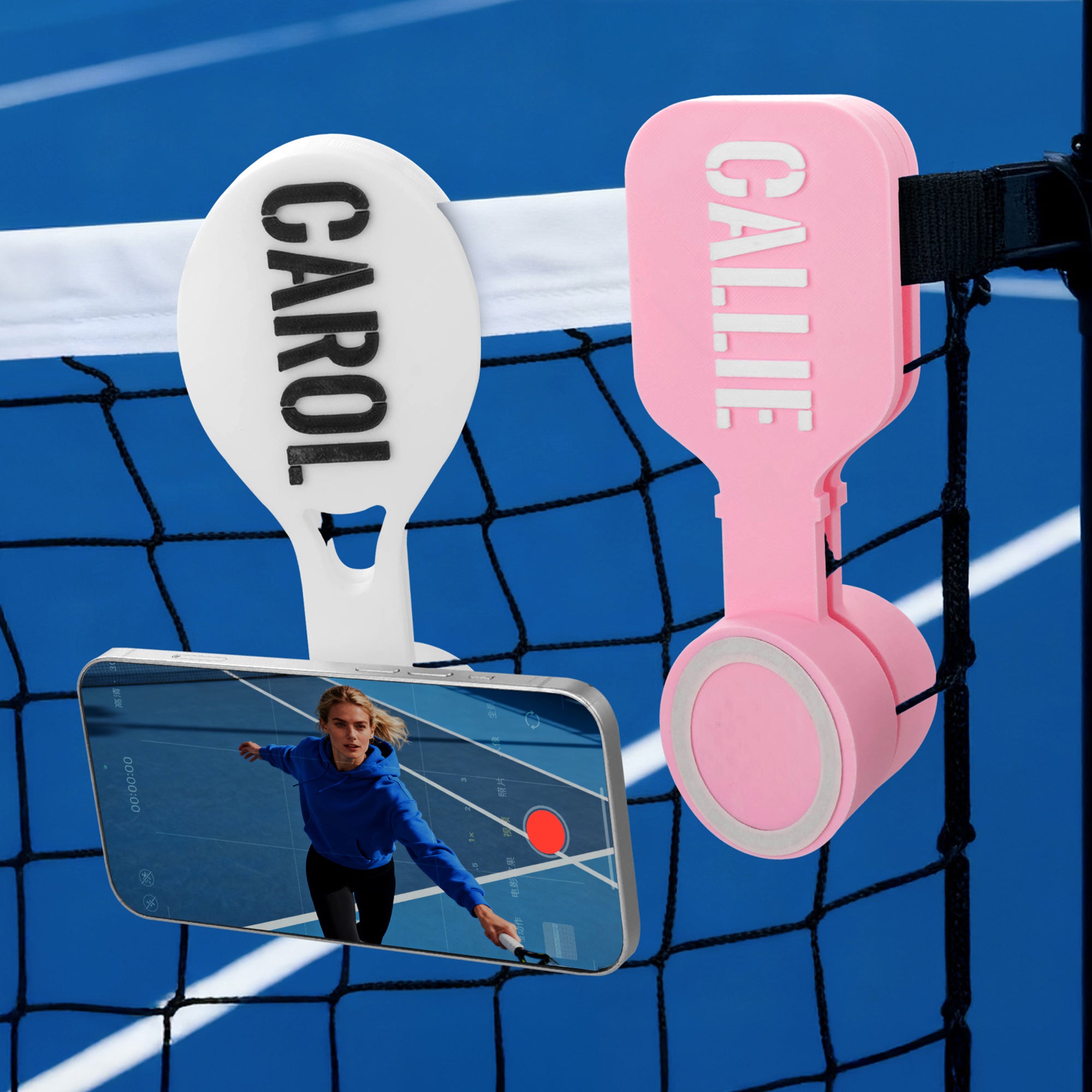 Gancho magnético multicolor personalizado con texto en 3D para teléfono móvil de tenis Pickleball Accesorios deportivos Regalo para jugadores de tenis Pickleball