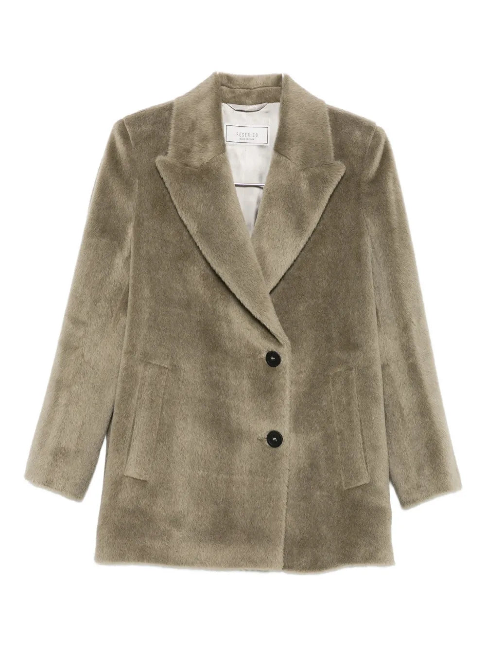 Peserico Peak-Lapel Alpaca-Wool Coat — Olive Green