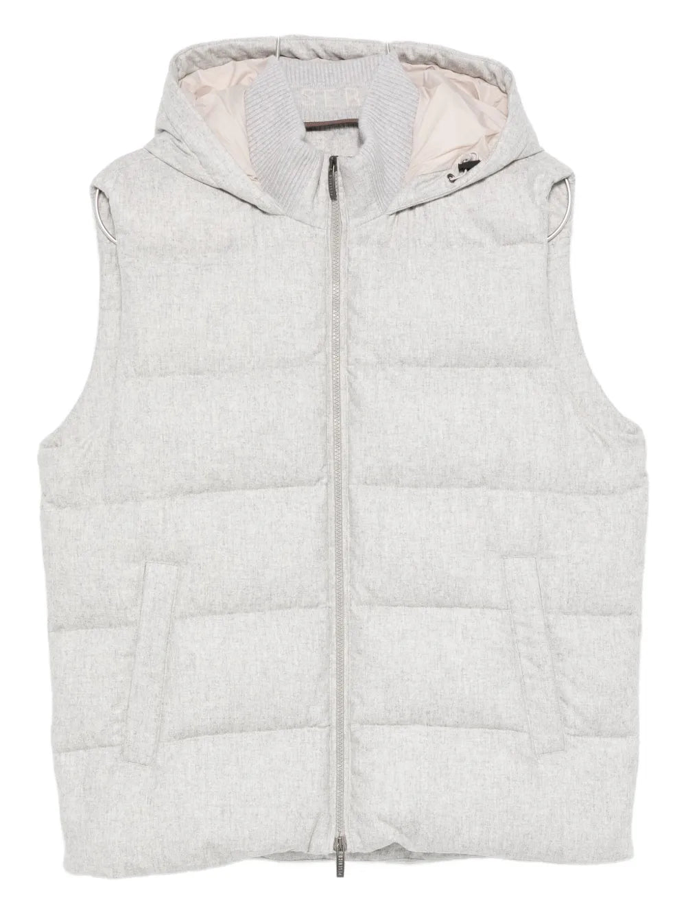 Peserico Hooded Quilted Gilet — Light Grey