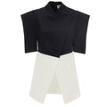 Asymmetric Colour Block Top - Black & White