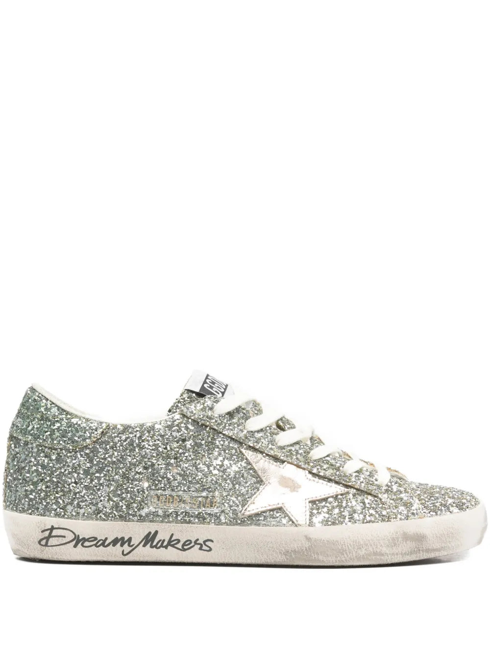 Golden Goose Glitter Star-Detail Sneaker — Silver