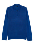 Stefano Ricci Wool-Silk Blend Zip-Fastening Polo Shirt — Blue