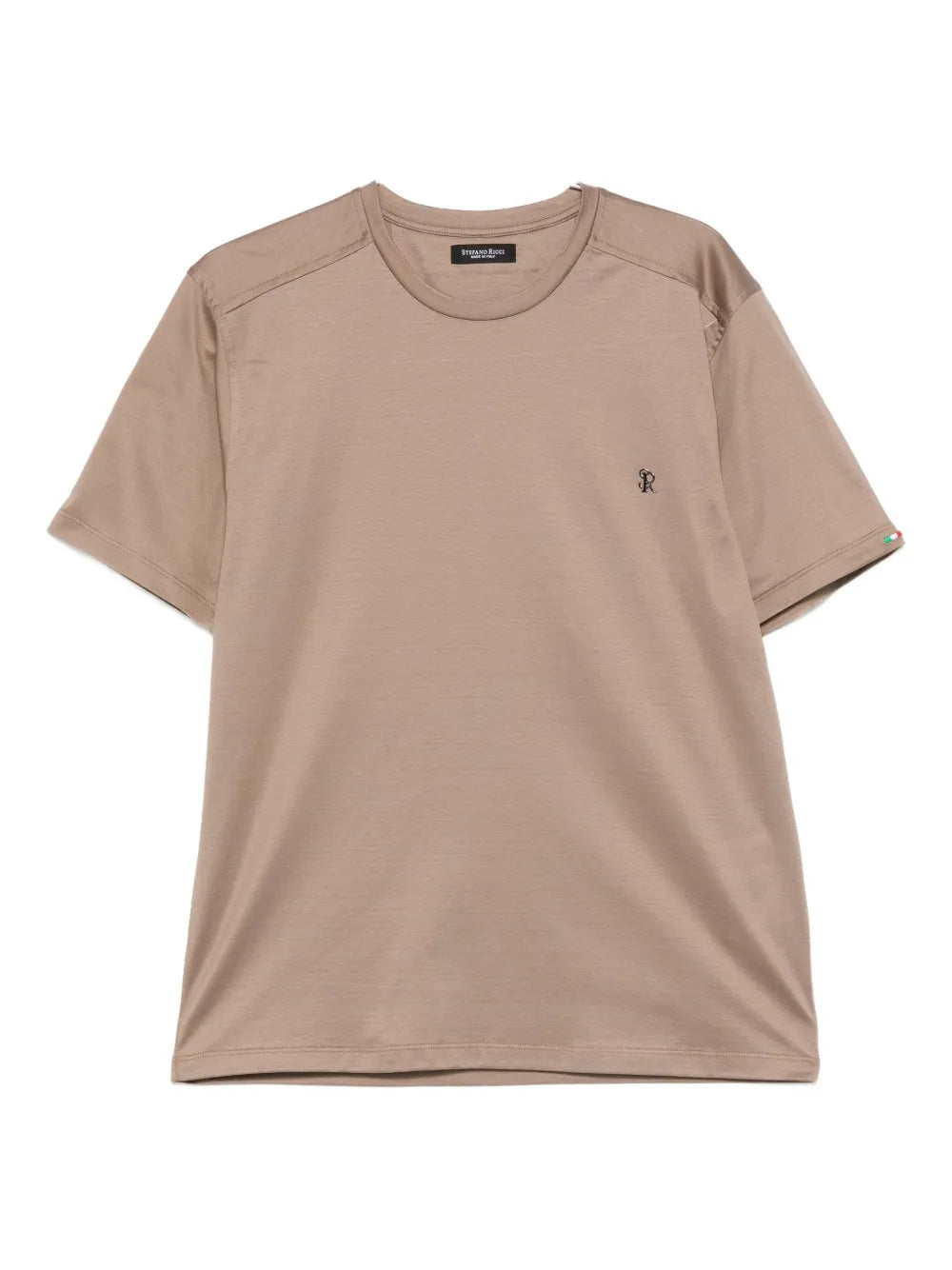 Stefano Ricci Crew-Neck Cotton T-Shirt — Taupe